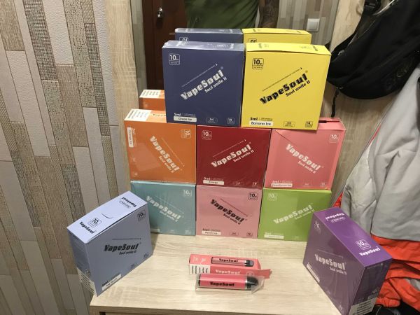 Электронная сигарета Vape Soul персик-лед (1500 затяжек) заряжаемая